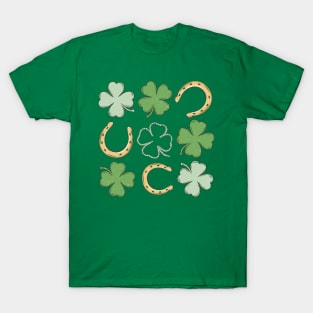 Western St Patricks Day Shamrock Irish Luck Horseshoes Country T-Shirt